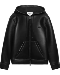 MSGM Kapuzenjacke aus Leder Schwarz