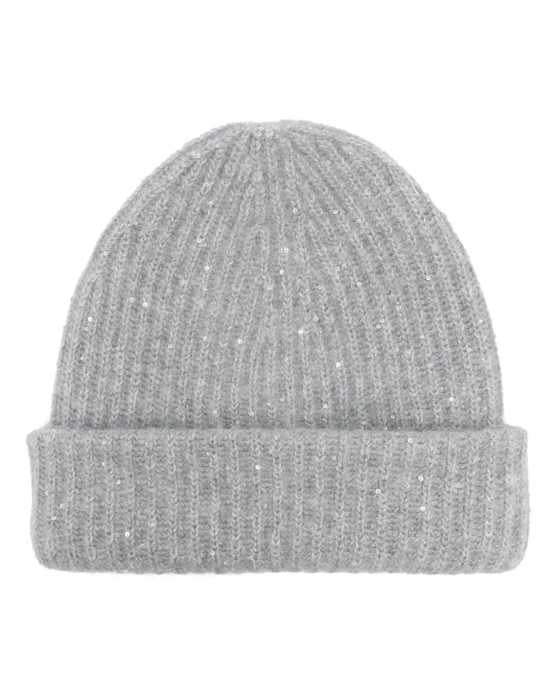 Fabiana Filippi Beanie mit Pailletten - Grau Grau