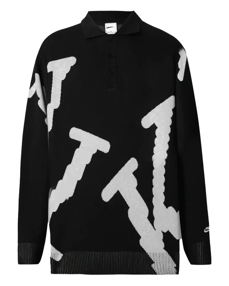 Nike Pullover mit Poloshirtkragen - Schwarz Schwarz