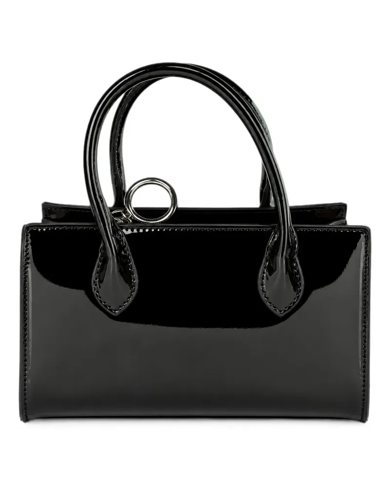 Benetton mini patent-finish tote bag - Schwarz Schwarz