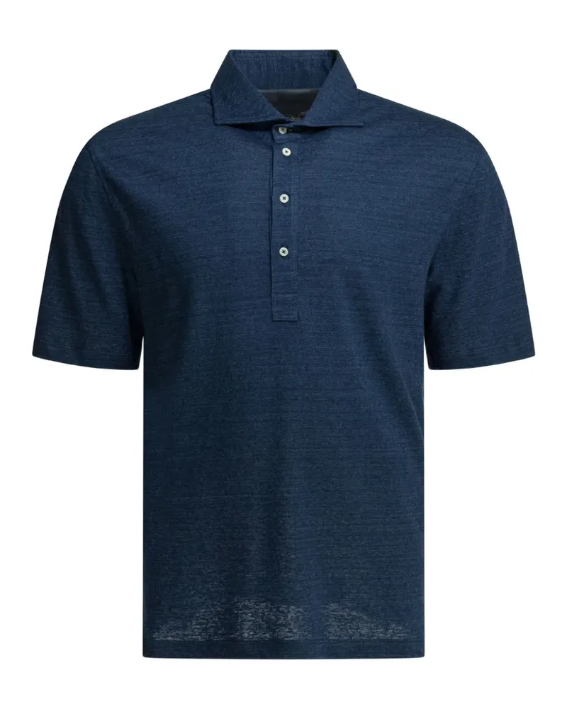 Brunello Cucinelli button-fastening short-sleeve polo shirt - Blau Blau