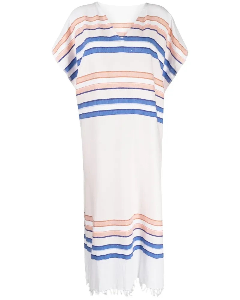lemlem Kaftankleid mit Querstreifen - Weiß Weiß