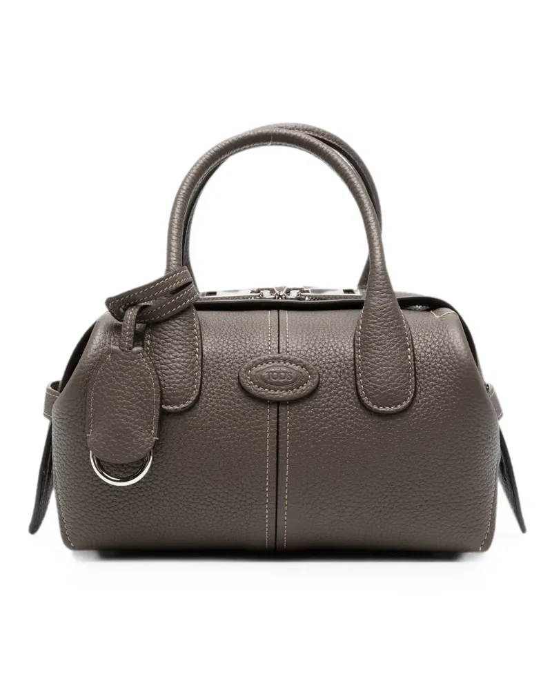 TOD'S logo-patch pebbled tote bag - Grau Grau