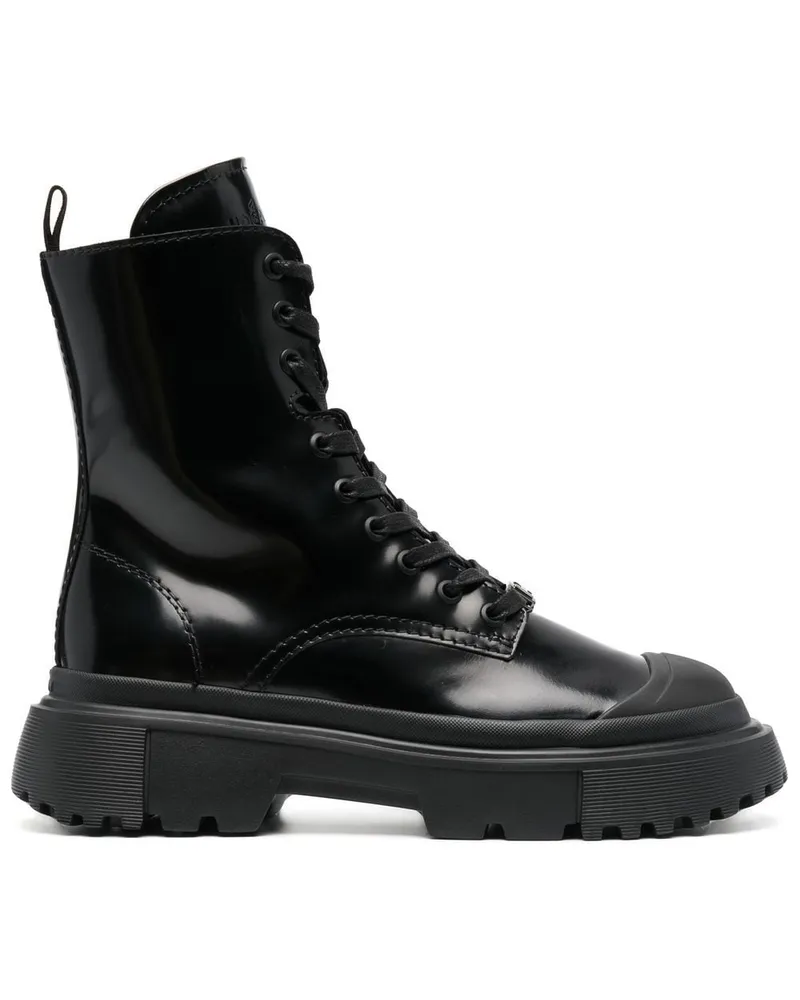 Hogan Schnürstiefel im Military-Look - Schwarz Schwarz