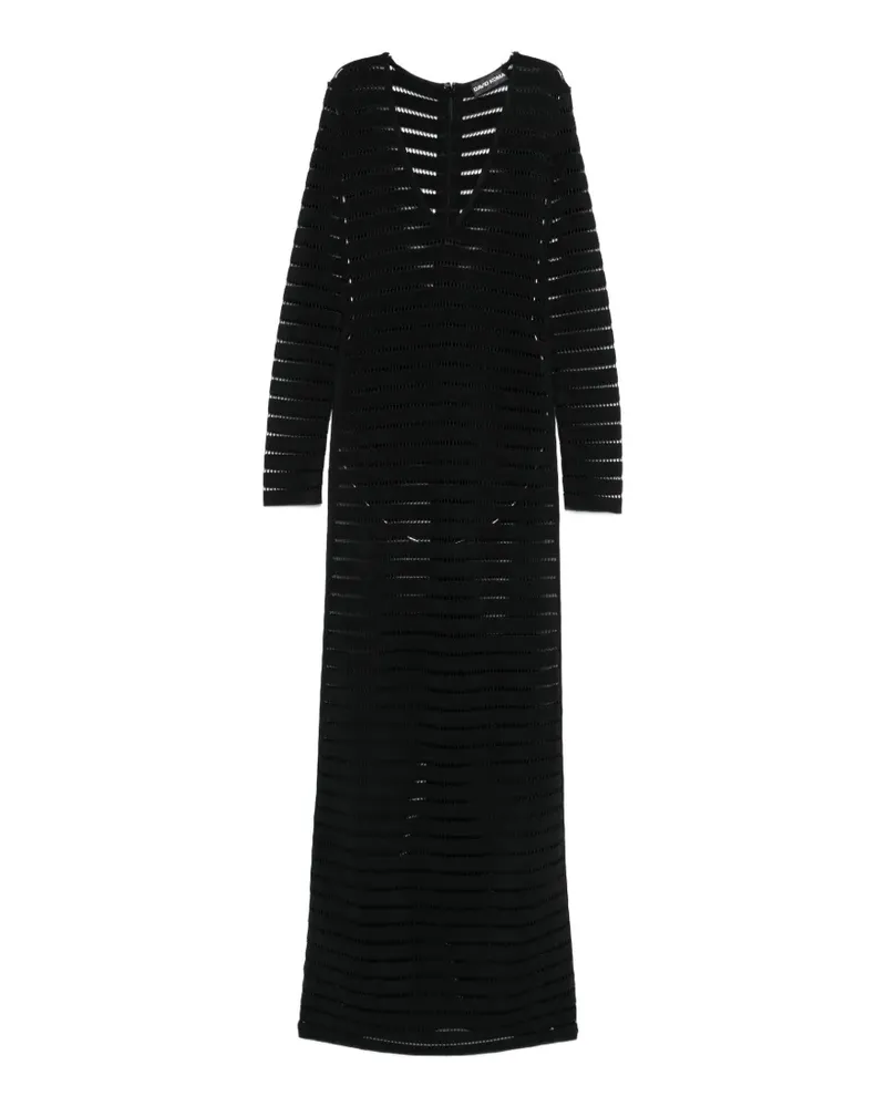 David Koma V-neck openwork maxi dress - Schwarz Schwarz