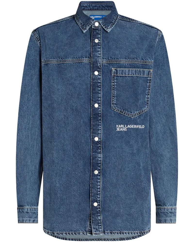 Karl Lagerfeld Jeanshemd mit Stickerei Blau