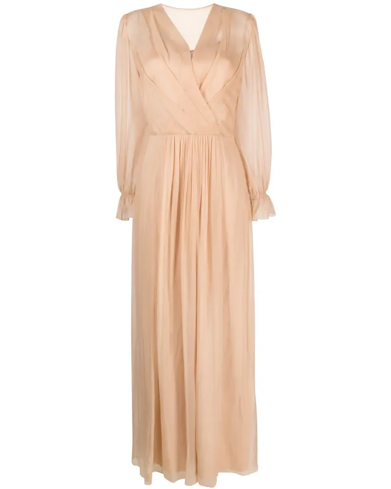 Alberta Ferretti Maxikleid aus Seide mit Falten - Rosa Rosa