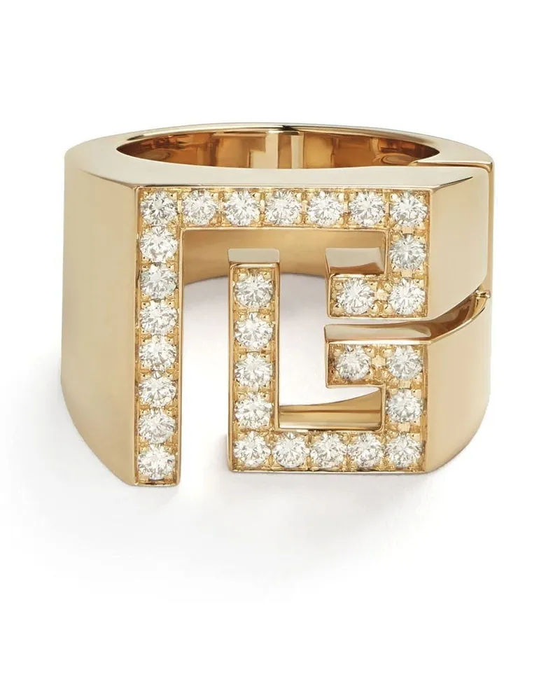 Balmain 18kt Labyrinth Gelbgold-Siegelring mit Diamanten Gold