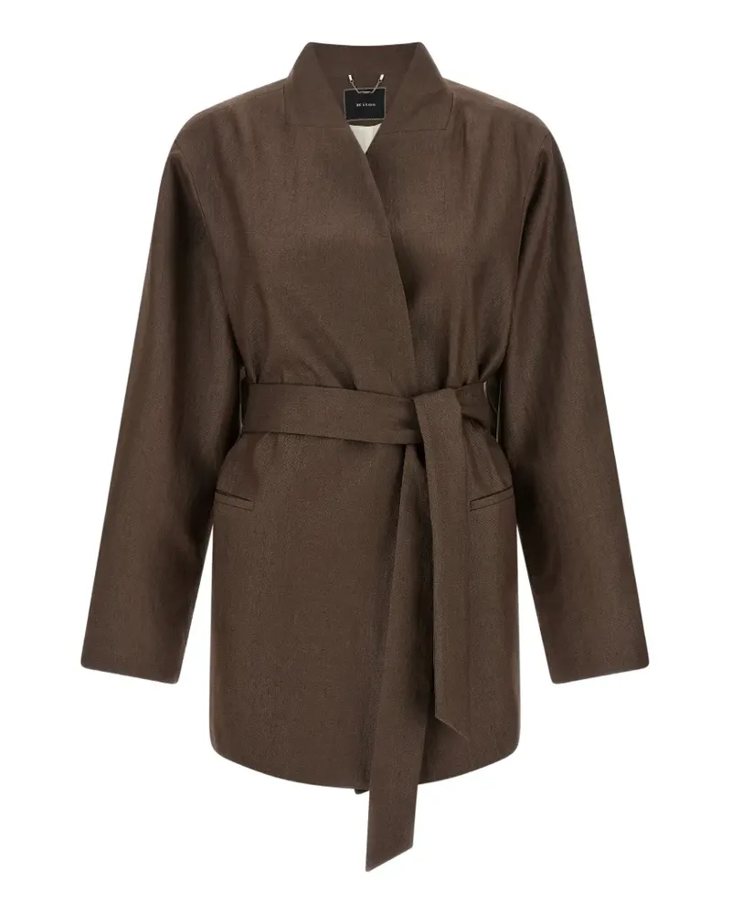 Kiton belted shawl-collar jacket - Braun Braun