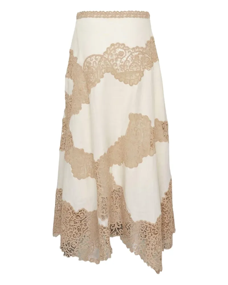 Ulla Johnson Omila lace handkerchief midi skirt - Nude Nude