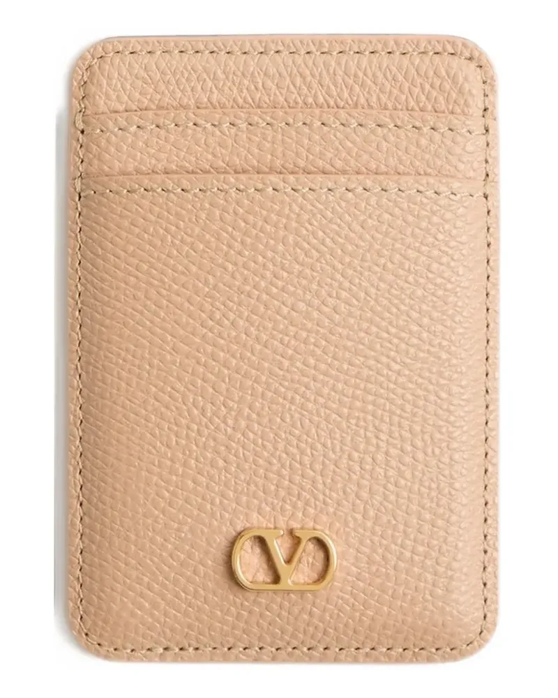 Valentino Garavani VLogo Signature magnetic card holder n grainy calfskin - Rosa Rosa