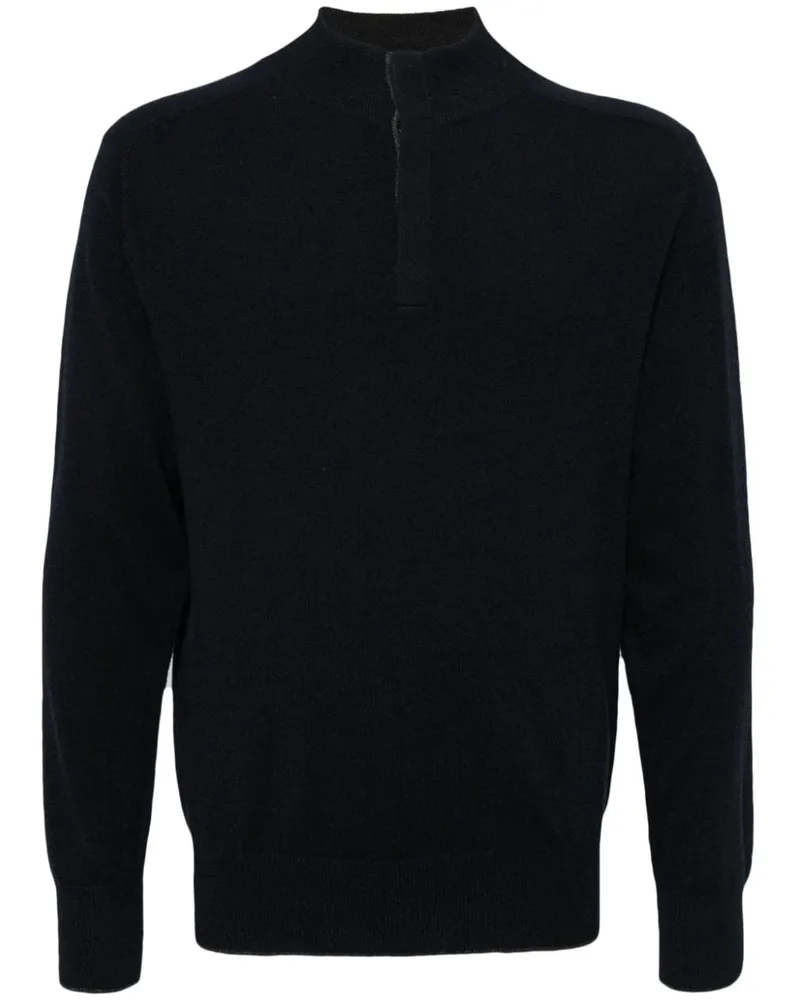 N.Peal Kaschmirpullover mit kurzer Knopfleiste - Blau Blau