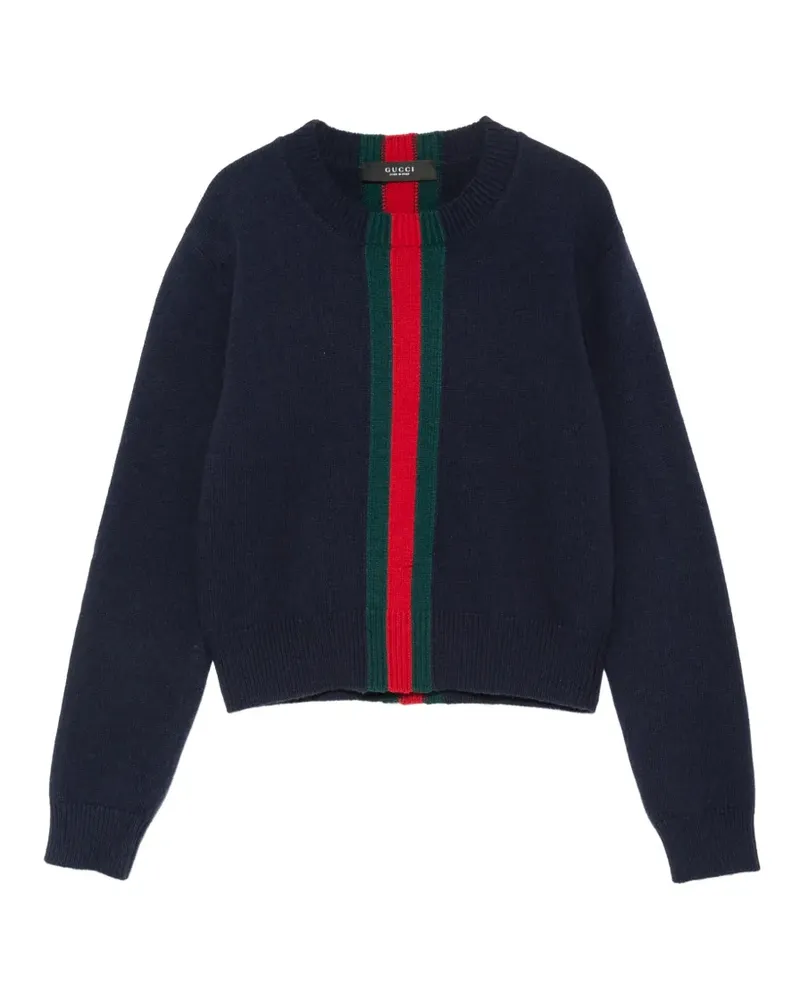 Gucci Gestrickter Pullover mit Web - Blau Blau