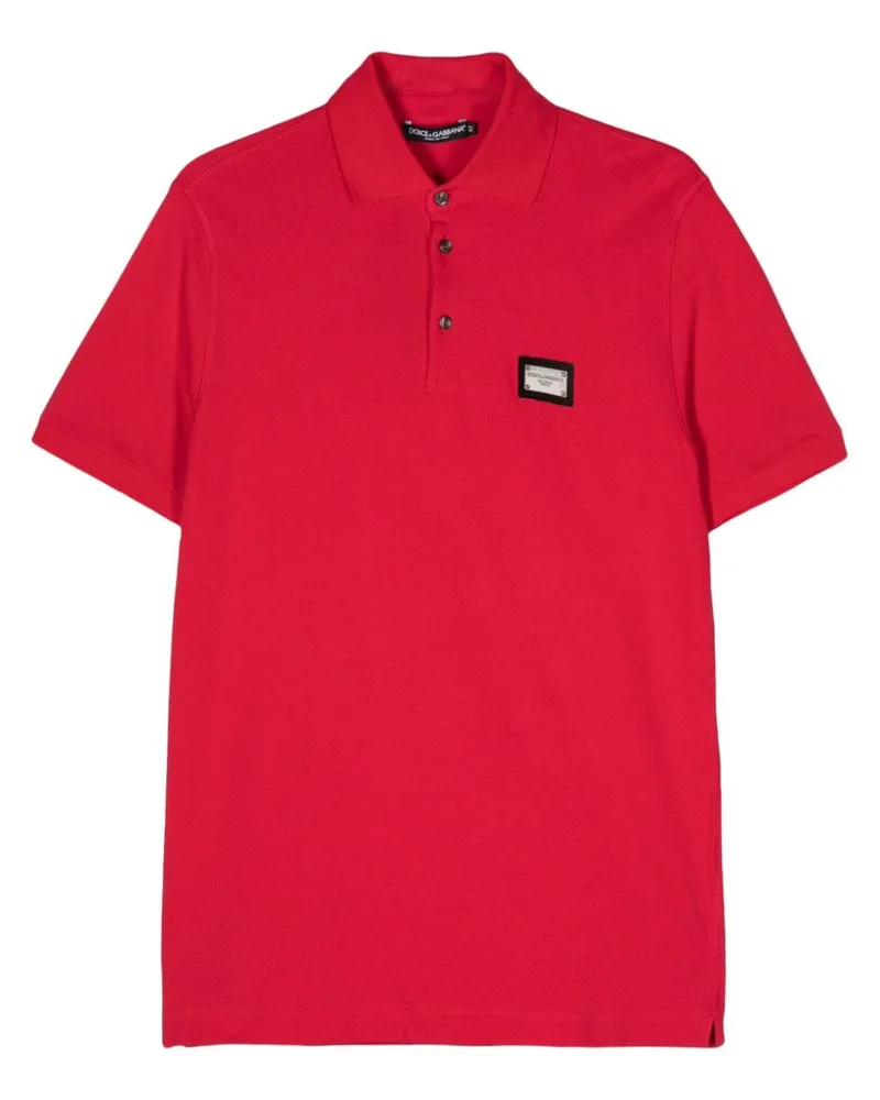 Dolce & Gabbana Poloshirt mit Logo-Schild - Rot Rot