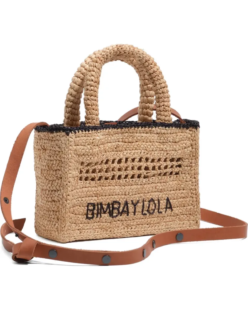 BIMBA Y LOLA mini woven logo-embroidered tote bag - Nude Nude
