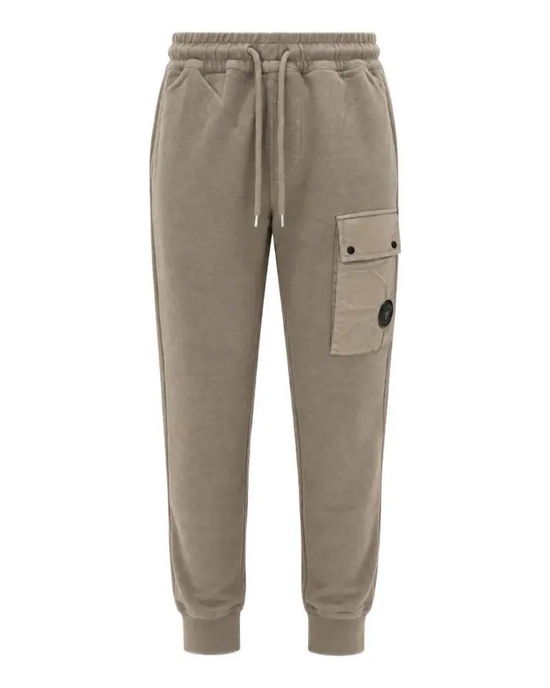 C.P. Company brushed emerized diagonal fleece cargo lens sweatpants - Nude Nude