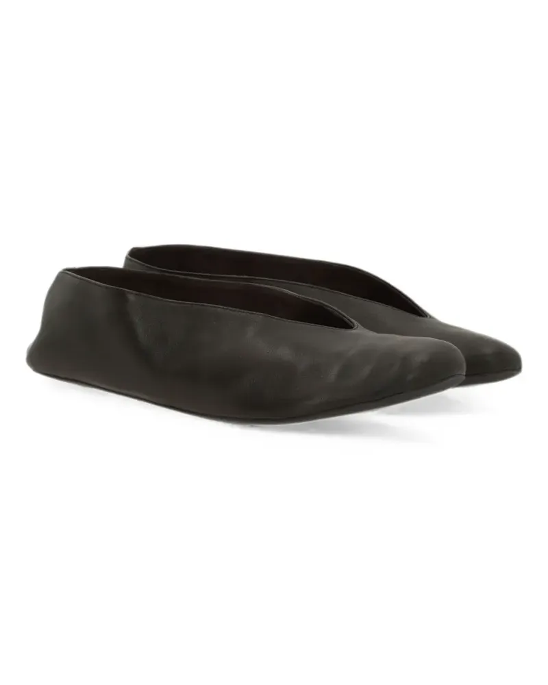 The Row V-neck leather loafers - Braun Braun