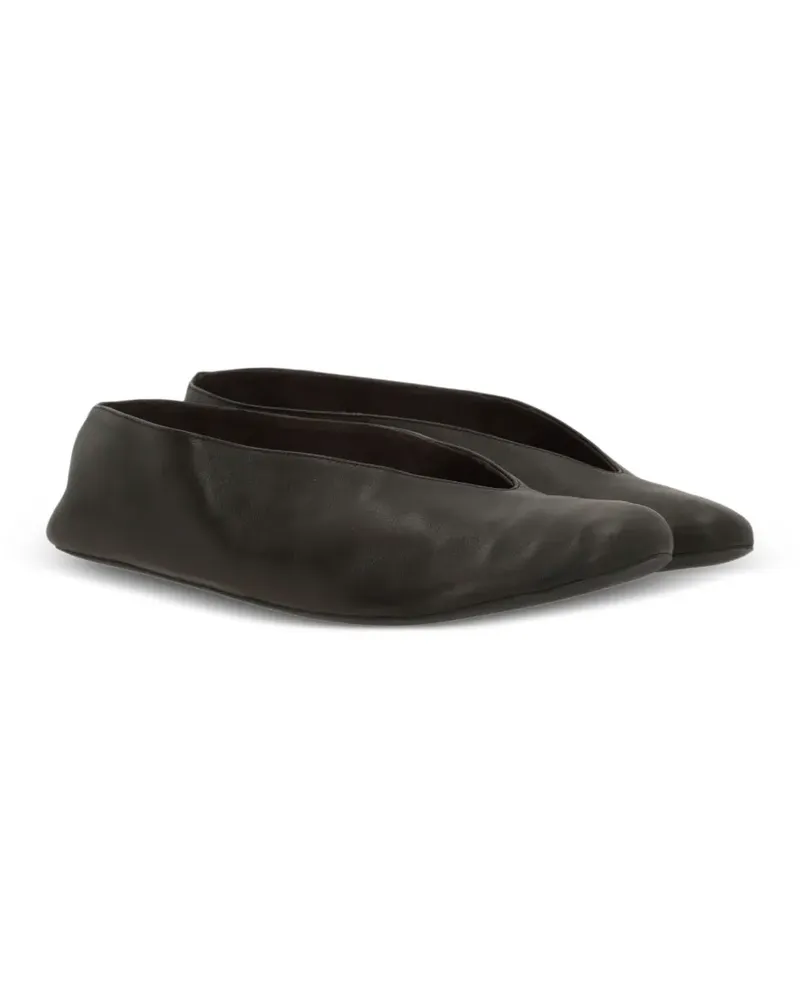 The Row V-neck leather loafers - Braun Braun