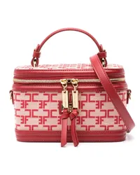 Elisabetta Franchi Kosmetiktasche mit Monogrammmuster Rosa