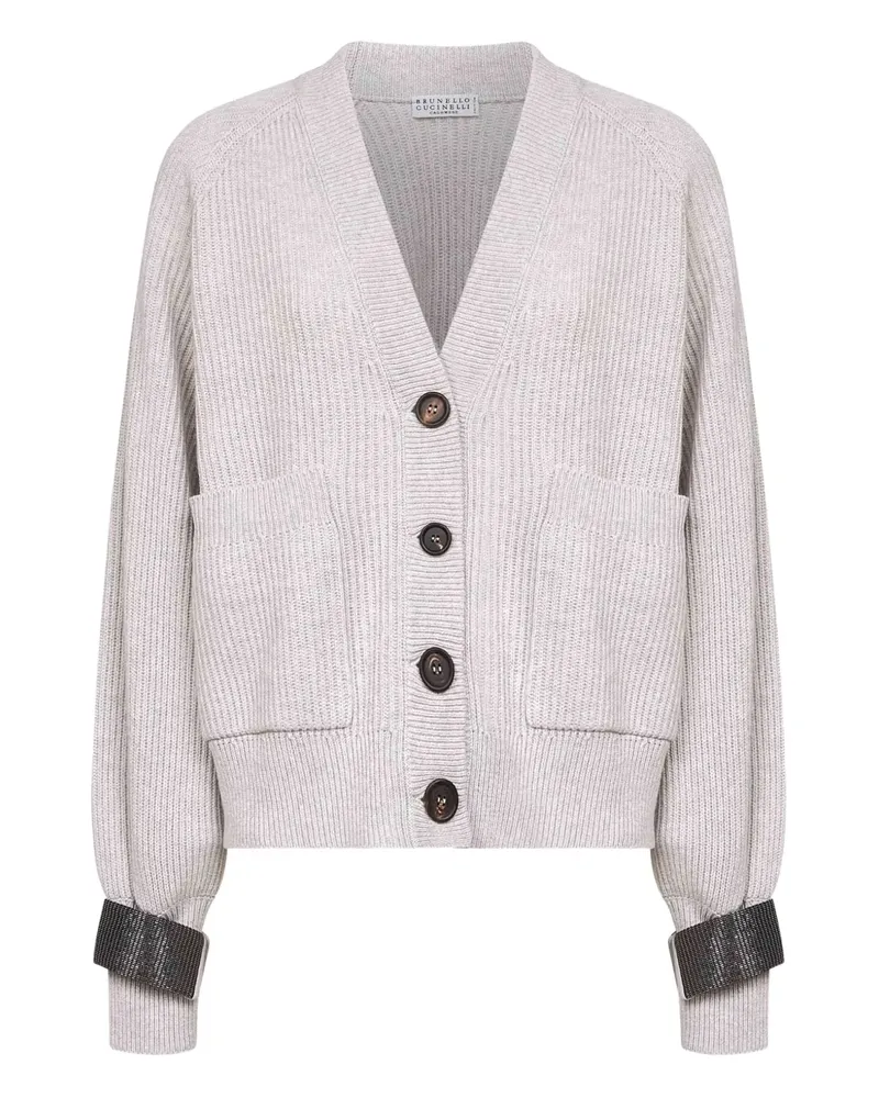 Brunello Cucinelli Cardigan mit bestickten Bündchen - Grau Grau