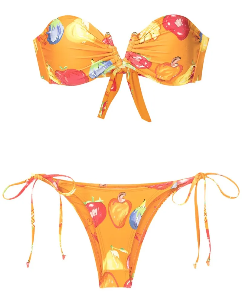 Amir Slama Bikini mit Früchte-Print - Orange Orange