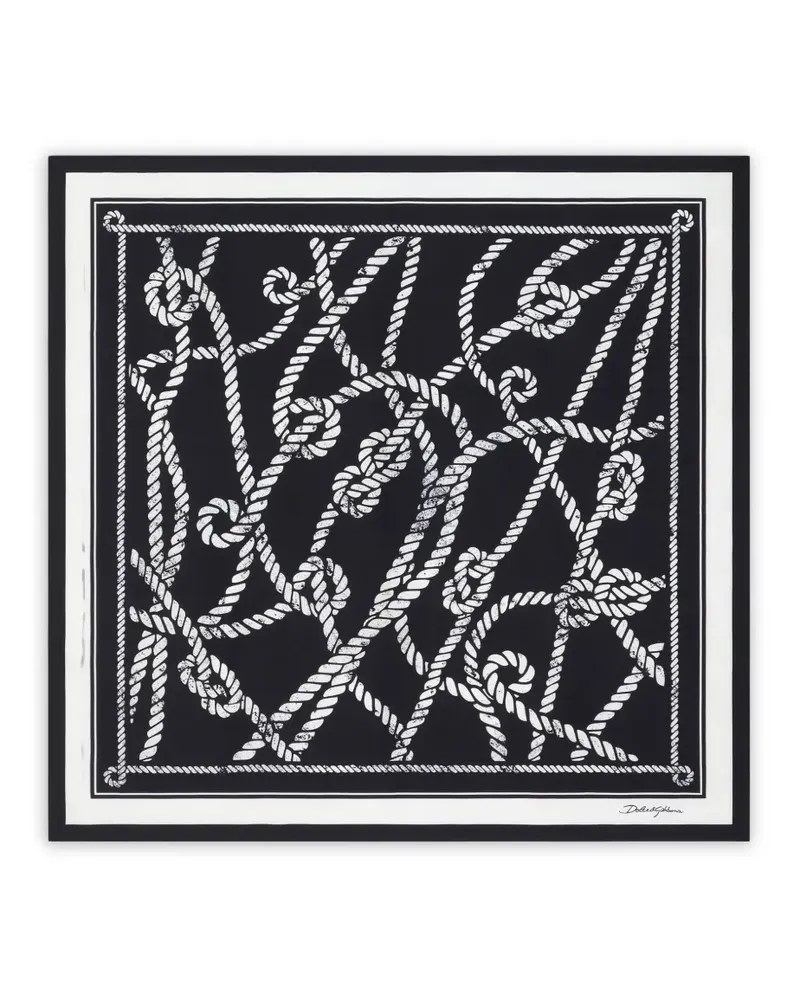 Dolce & Gabbana 70x70 Schal aus Seidentwill mit Marina-Print - Blau Blau