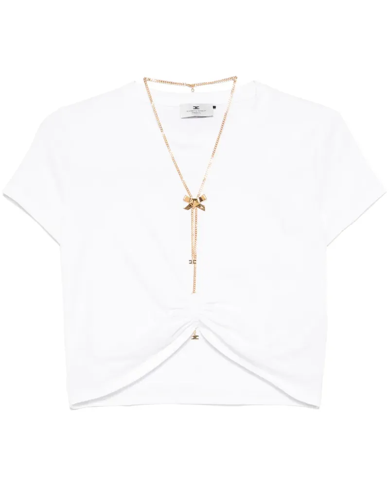 Elisabetta Franchi Jersey-T-Shirt mit Schleife - Weiß Weiß