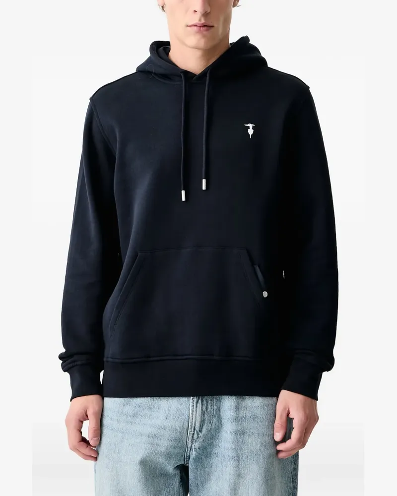 Trussardi embroidered-logo drawstring hoodie - Blau Blau