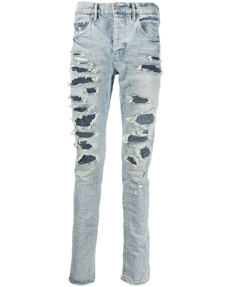 PURPLE BRAND Slim-Fit-Jeans im Distressed-Look - Blau Blau
