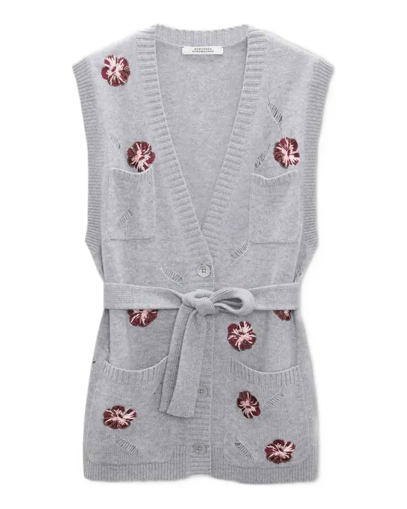 Dorothee Schumacher Ärmelloser Blooming Statements Cardigan mit Blumenstickerei - Grau Grau