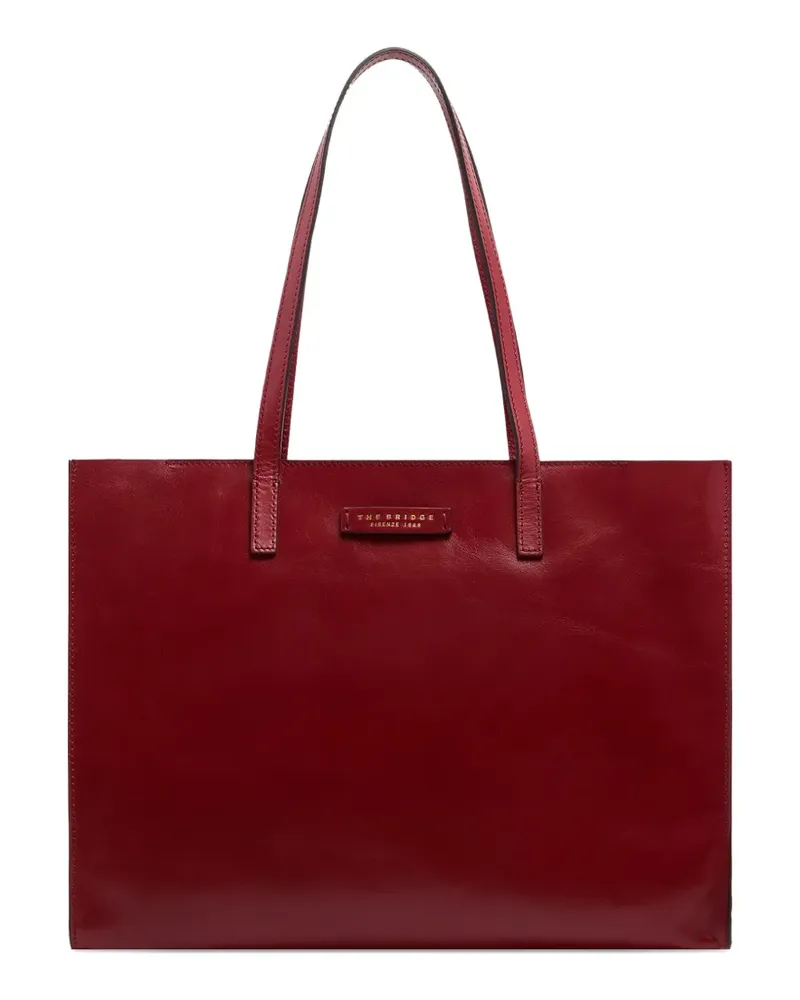 The Bridge logo-plaque leather tote bag - Rot Rot