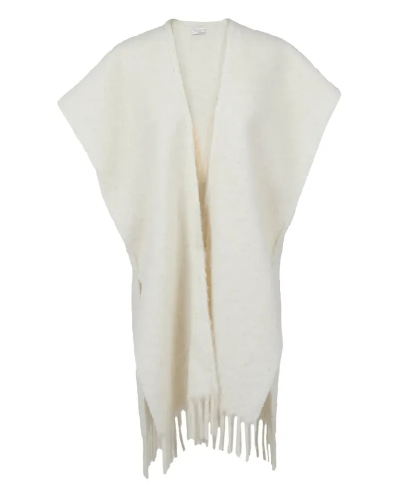 Peserico Cape mit Fransen - Weiß Weiß