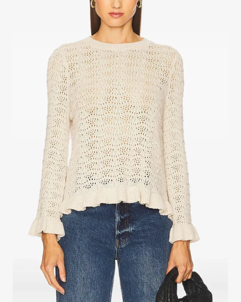 Autumn Cashmere Pointelle-Pullover mit Rüschensaum - Nude Nude