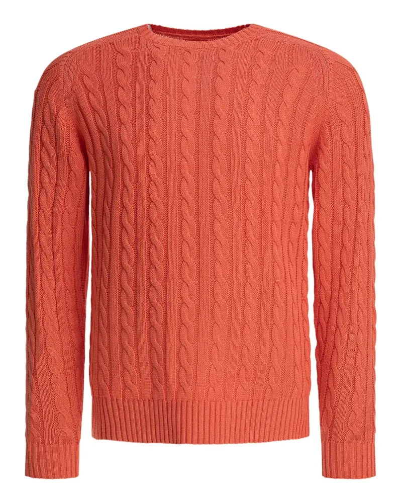 Beams Plus Pullover mit Zopfmuster - Orange Orange