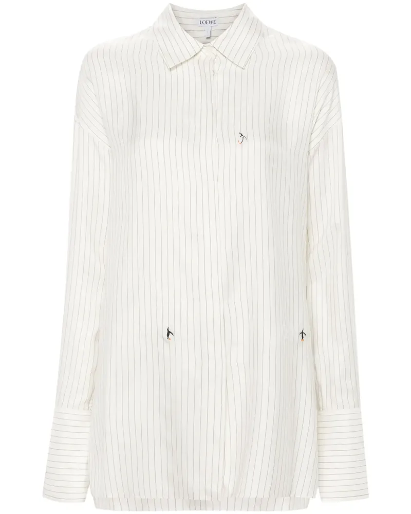 Loewe x Suna Fujita Hemd mit Nadelstreifen - Weiß Weiß