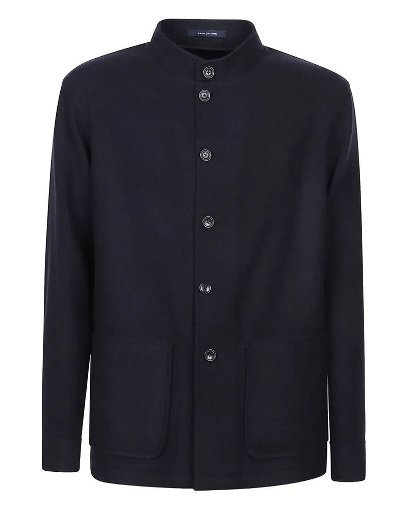Tagliatore mandarin-collar wool shirt jacket - Blau Blau
