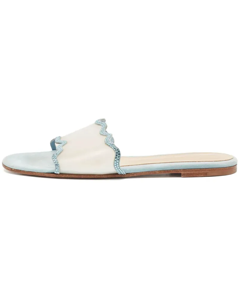 Gianvito Rossi Pantoletten mit Kristallen - Blau Blau