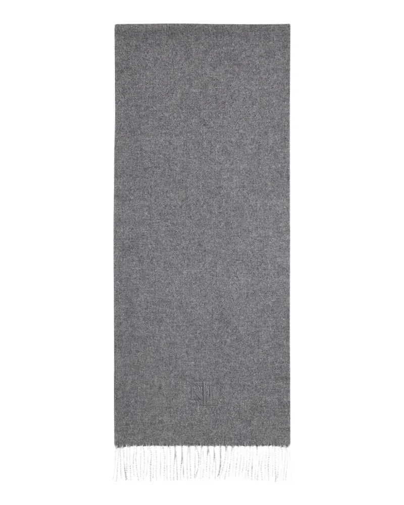 Ralph Lauren logo-embroidered fringed scarf - Grau Grau
