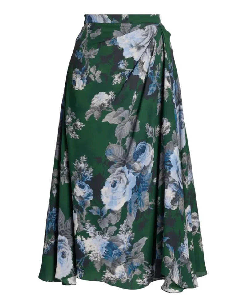 Erdem floral-print draped skirt - Grün Grün