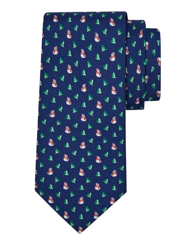 Ferragamo Seidenkrawatte mit Weihnachts-Print - Blau Blau