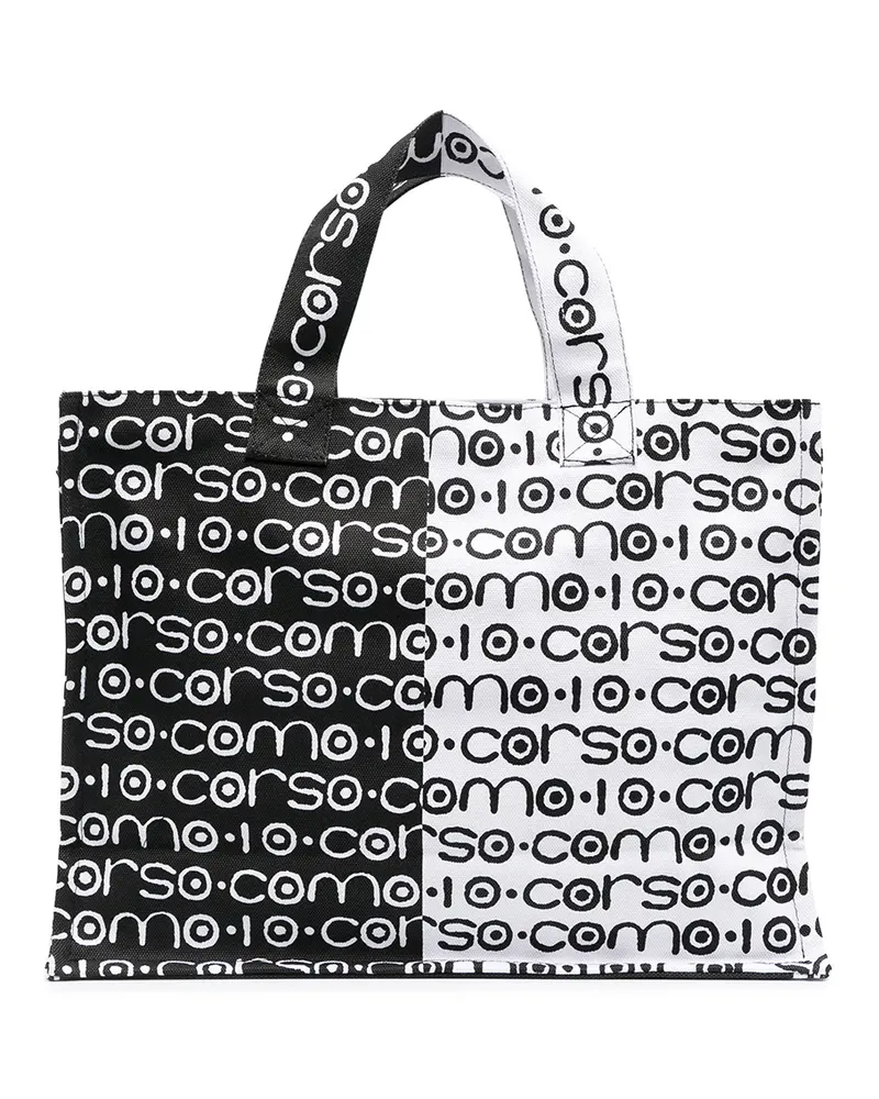 10 Corso Como Zweifarbiger Shopper mit Logo - Weiß Weiß