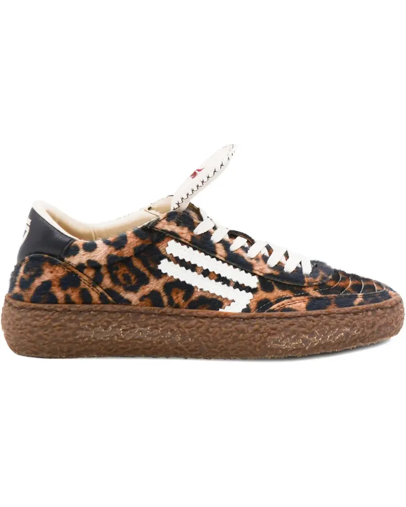 Puraai Polly Tab leopard-print sneakers - Braun Braun