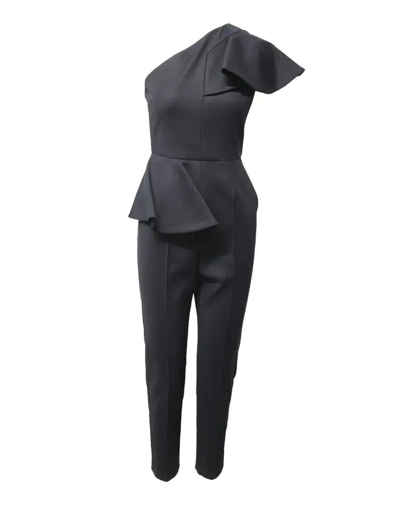 MSGM ruffle-detail jumpsuit - Schwarz Schwarz
