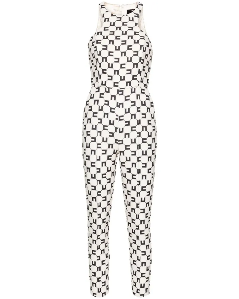 Elisabetta Franchi Krepp-Jumpsuit mit Monogramm-Print - Nude Nude