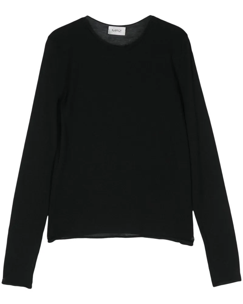 MRZ Fein gerippter Pullover - Schwarz Schwarz
