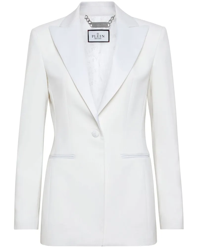 Philipp Plein Einreihiger Blazer mit steigendem Revers - Weiß Weiß
