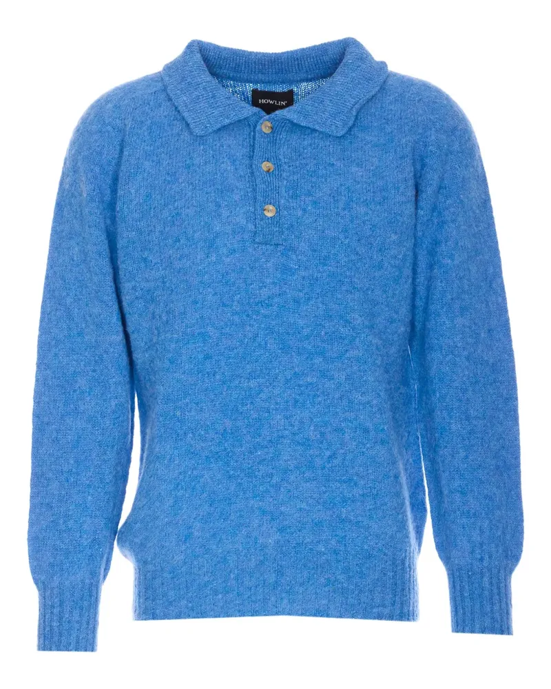 Howlin' point-collar buttoned polo shirt - Blau Blau