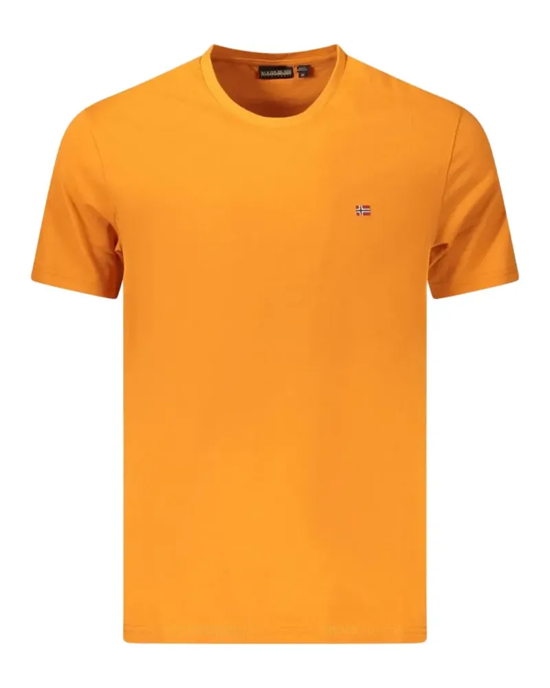 Napapijri logo-embroidered cotton T-shirt - Orange Orange