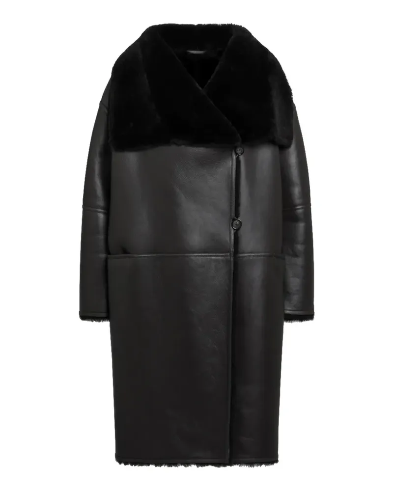 Totême Gewickelter Shearling-Mantel - Schwarz Schwarz
