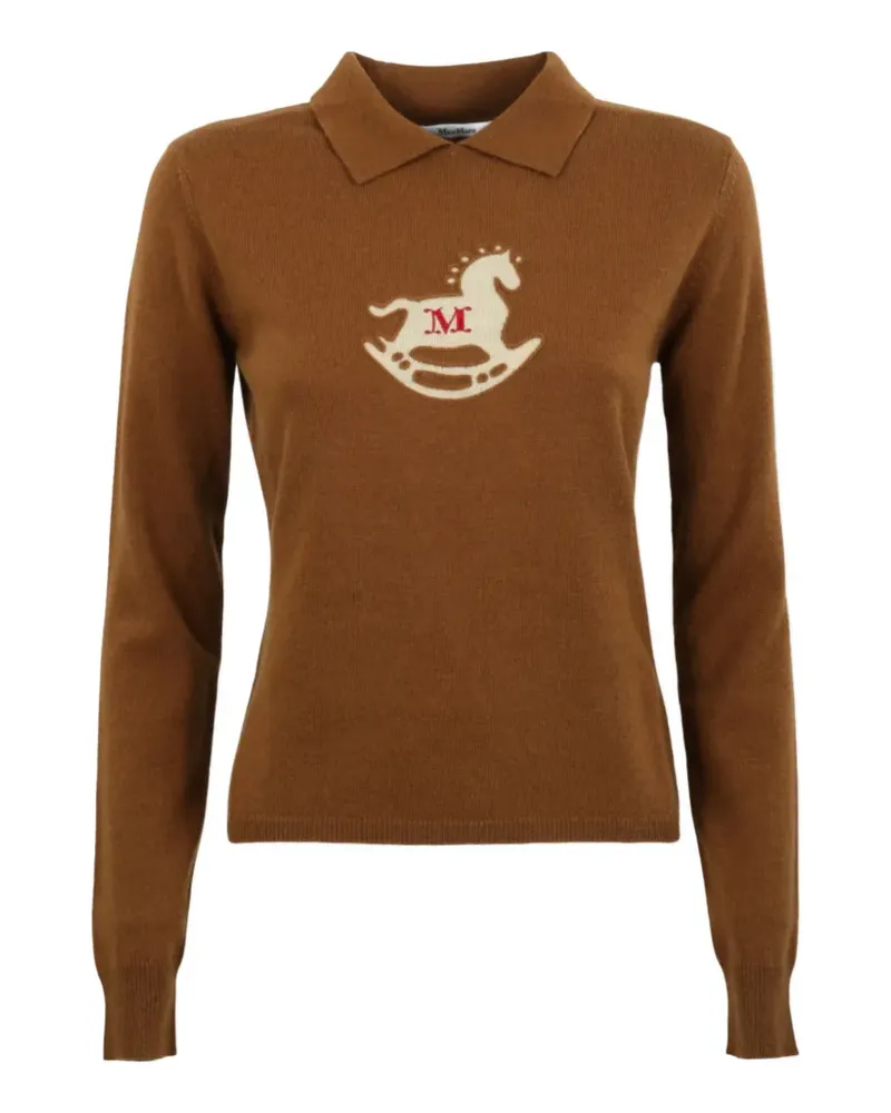Max Mara Jacquard-Strickoberteil mit Stickerei - Braun Braun